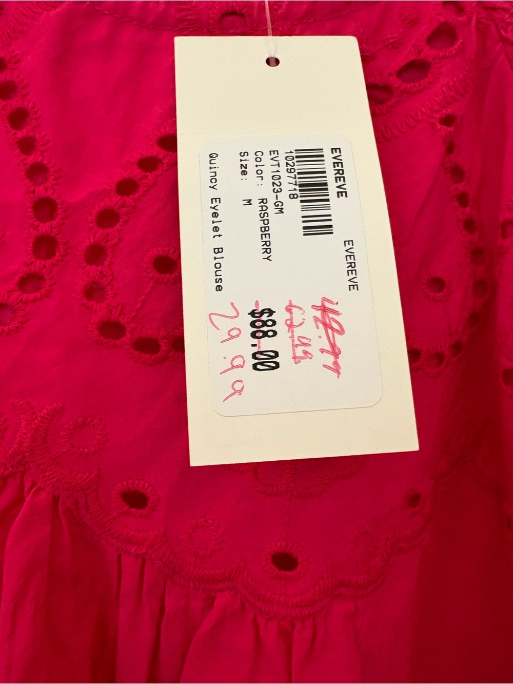 Evereve Bright Pink Eyelet Short Sleeve Blouse - Picture 5 of 6
